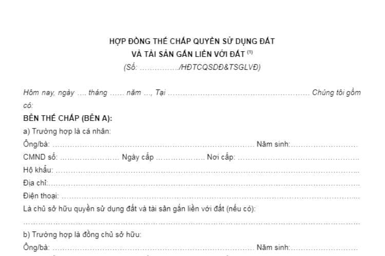 Mẫu Hợp đồng thế chấp quyền sử dụng đất 2 Mẫu Hợp đồng thế chấp quyền sử dụng đất