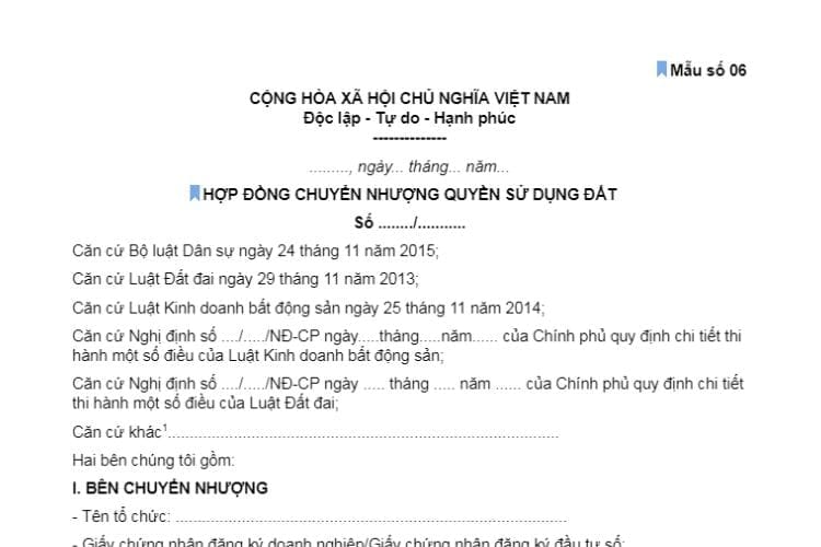 Mẫu hợp đồng chuyển nhượng quyền sử dụng đất 2 Mẫu hợp đồng chuyển nhượng quyền sử dụng đất