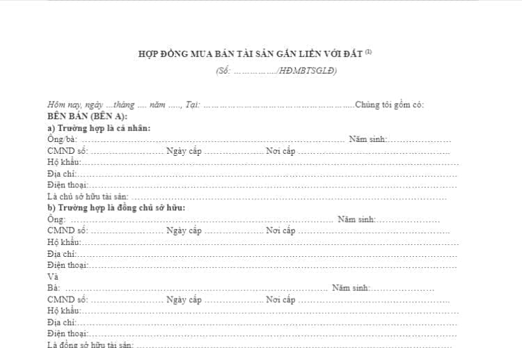 Mẫu hợp đồng mua bán tài sản gắn liền với đất 2 Mẫu hợp đồng mua bán tài sản gắn liền với đất