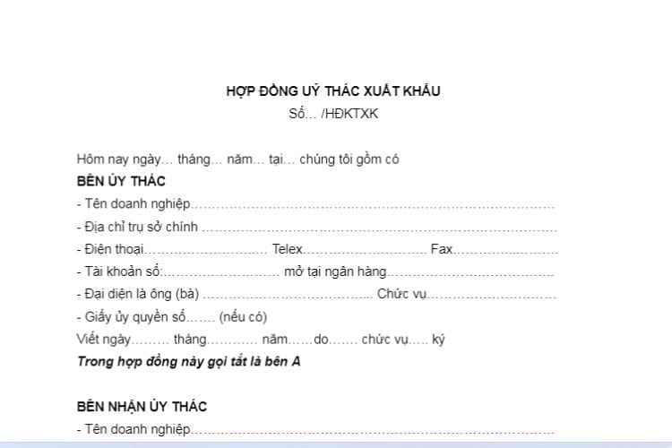 Mẫu Hợp đồng ủy thác xuất khẩu 2 Mẫu Hợp đồng ủy thác xuất khẩu