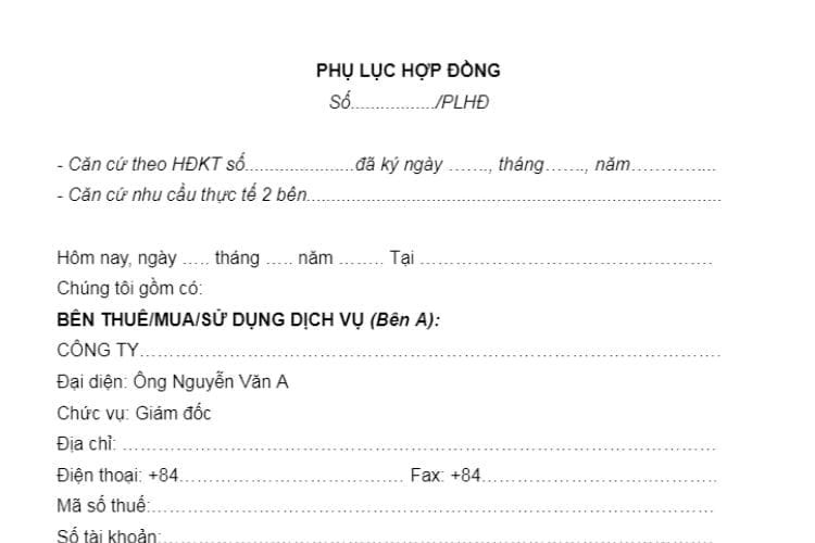 Mẫu Phụ lục gia hạn hợp đồng mới nhất 2 Mẫu Phụ lục gia hạn hợp đồng mới nhất