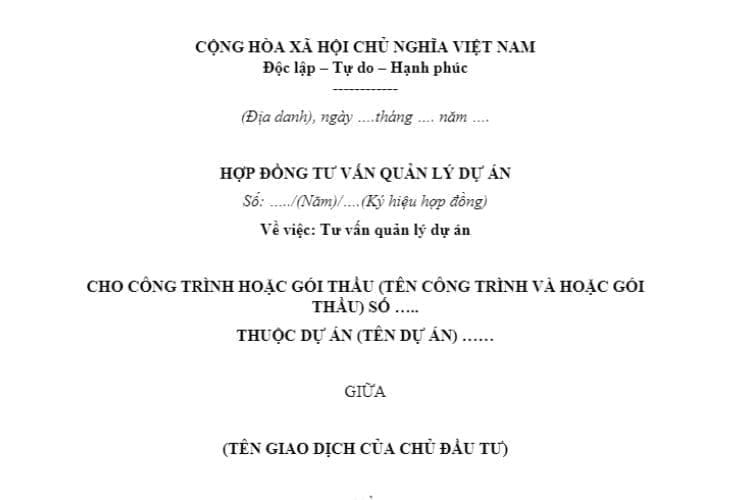 Mẫu Hợp đồng tư vấn quản lý dự án 2 Mẫu Hợp đồng tư vấn quản lý dự án