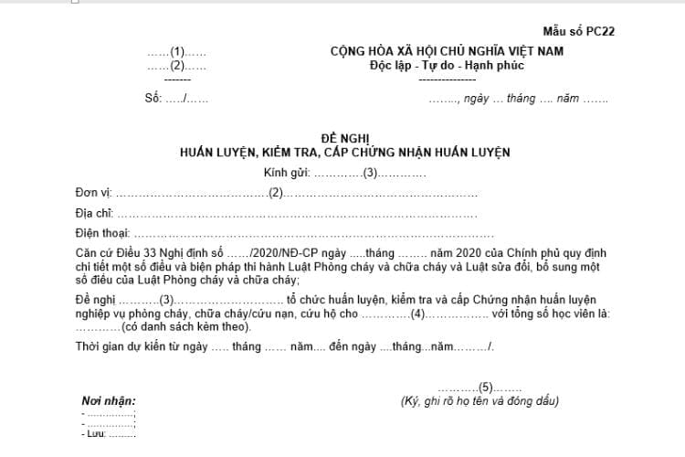 Văn bản đề nghị huấn luyện, kiểm tra, cấp chứng nhận huấn luyện 2 Văn bản đề nghị huấn luyện, kiểm tra, cấp chứng nhận huấn luyện