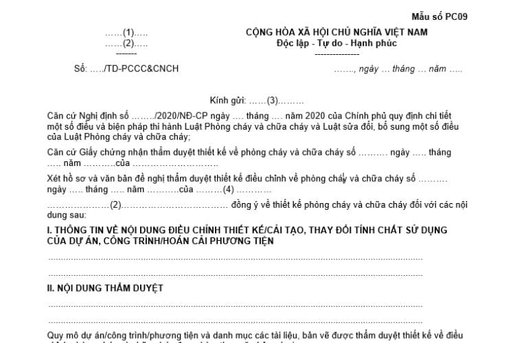 Văn bản thẩm duyệt thiết kế về phòng cháy và chữa cháy 2 Văn bản thẩm duyệt thiết kế về phòng cháy và chữa cháy
