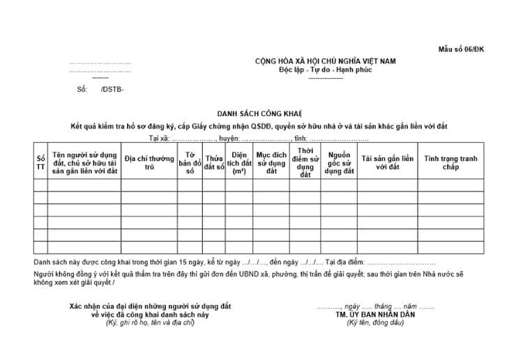 Danh sách công khai kết quả kiểm tra hồ sơ đăng ký, cấp giấy chứng nhận quyền sử dụng đất, quyền sở hữu nhà ở và tài sản khác gắn liền với đất 2 Danh sách công khai kết quả kiểm tra hồ sơ đăng ký, cấp giấy chứng nhận quyền sử dụng đất, quyền sở hữu nhà ở và tài sản khác gắn liền với đất