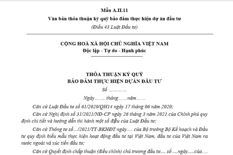 Mẫu văn bản thỏa thuận ký quỹ bảo đảm thực hiện dự án đầu tư 2 Mẫu văn bản thỏa thuận ký quỹ bảo đảm thực hiện dự án đầu tư