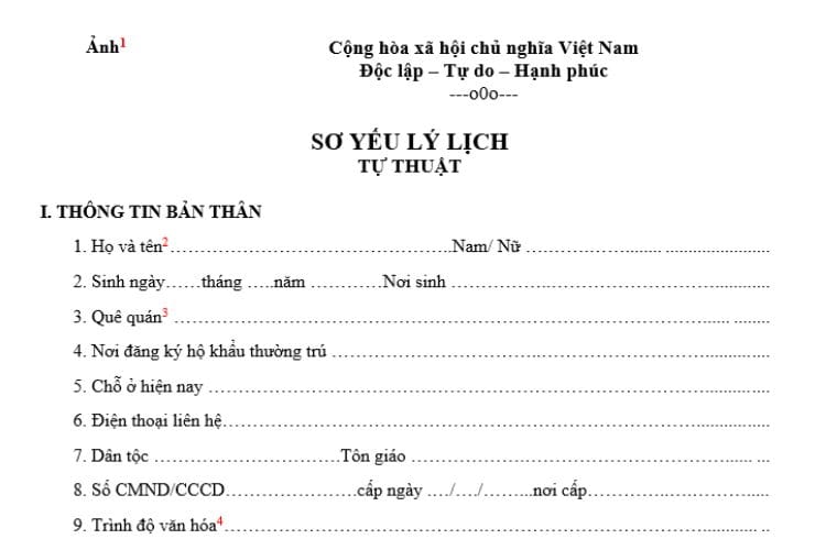 Mẫu sơ yếu lý lịch dùng để xin việc mới nhất 2 Mẫu sơ yếu lý lịch dùng để xin việc mới nhất