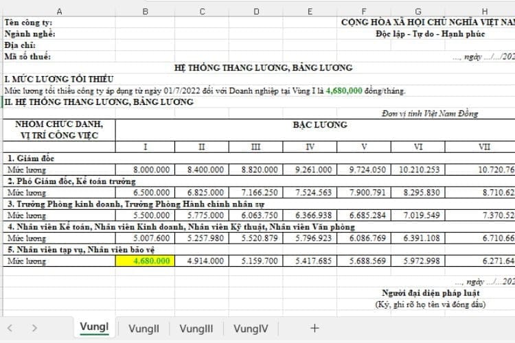 Mẫu thang lương, bảng lương mới nhất 2 Mẫu thang lương, bảng lương mới nhất