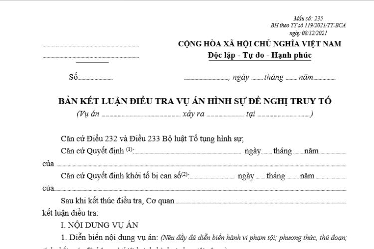 Kết luận điều tra là gì? Quy định về kết luận điều tra 2 Kết luận điều tra là gì? Quy định về kết luận điều tra