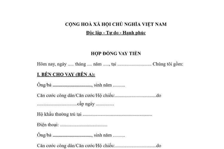 Mẫu Hợp đồng vay tiền giữa cá nhân và cá nhân 2 Mẫu Hợp đồng vay tiền giữa cá nhân và cá nhân