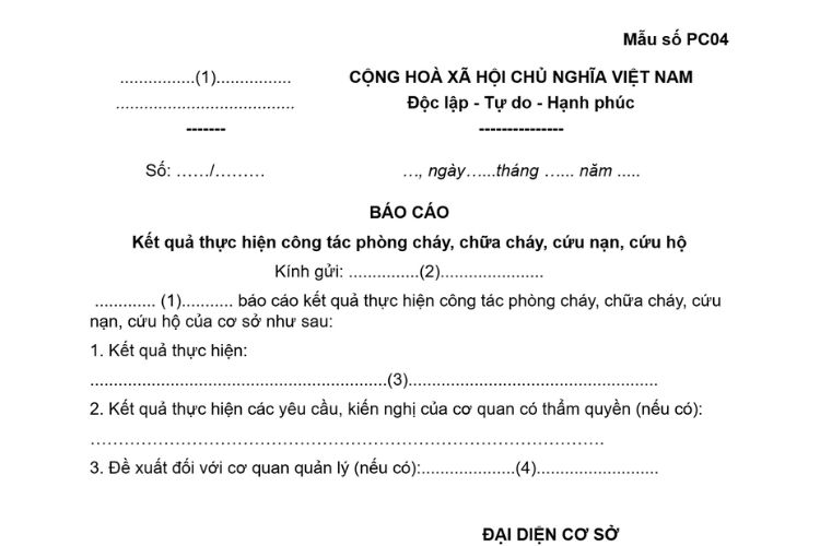 Mẫu Báo cáo kết quả thực hiện công tác phòng cháy, chữa cháy, cứu nạn, cứu hộ 2 Mẫu Báo cáo kết quả thực hiện công tác phòng cháy, chữa cháy, cứu nạn, cứu hộ