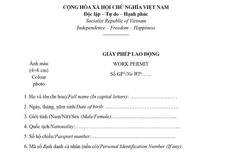 Mẫu Giấy phép lao động mới nhất 2 Mẫu Giấy phép lao động mới nhất