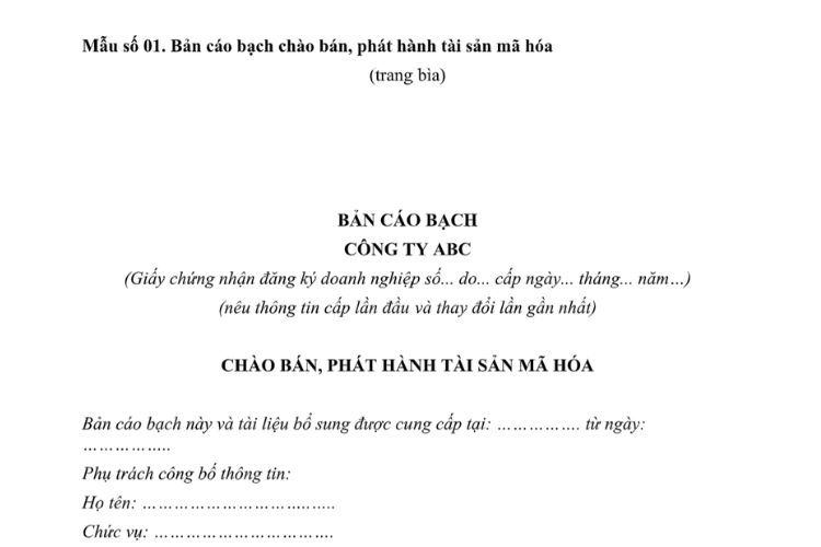 Mẫu Bản cáo bạch chào bán, phát hành tài sản mã hóa 2 Mẫu Bản cáo bạch chào bán, phát hành tài sản mã hóa