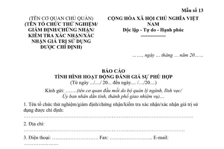 Mẫu Báo cáo tình hình hoạt động đánh giá sự phù hợp 2 Mẫu Báo cáo tình hình hoạt động đánh giá sự phù hợp