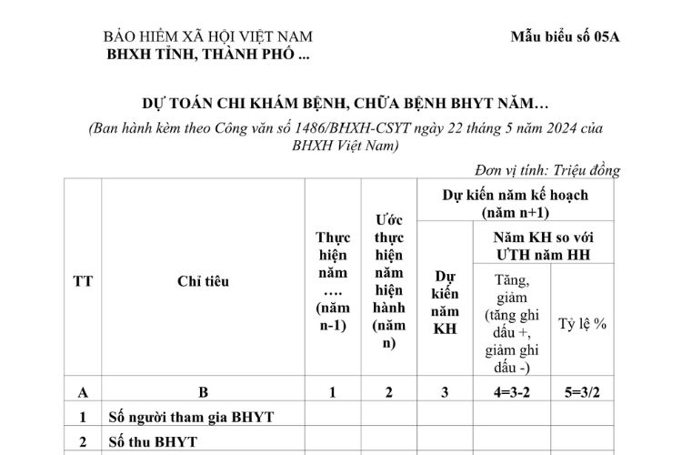 Mẫu Dự toán chi khám bệnh, chữa bệnh BHYT 2 Mẫu Dự toán chi khám bệnh, chữa bệnh BHYT