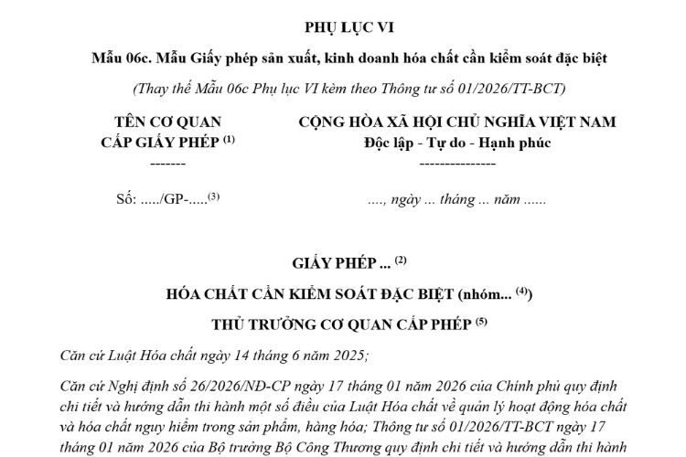Mẫu Giấy phép sản xuất, kinh doanh hóa chất cần kiểm soát đặc biệt 2 Mẫu Giấy phép sản xuất, kinh doanh hóa chất cần kiểm soát đặc biệt