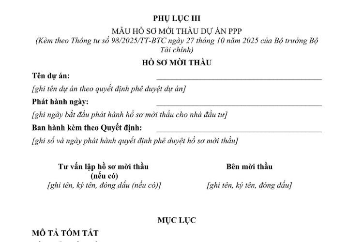 Mẫu Hồ sơ mời thầu dự án PPP 2 Mẫu Hồ sơ mời thầu dự án PPP