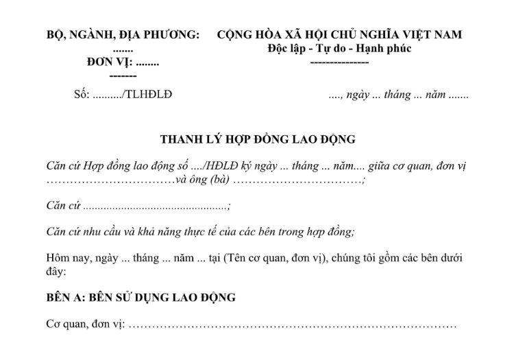 Mẫu Thanh lý hợp đồng lao động (với tổng công trình sư, kiến trúc sư trưởng về khoa học, công nghệ, đổi mới sáng tạo và chuyển đổi số quốc gia) 2 Mẫu Thanh lý hợp đồng lao động (với tổng công trình sư, kiến trúc sư trưởng về khoa học, công nghệ, đổi mới sáng tạo và chuyển đổi số quốc gia)