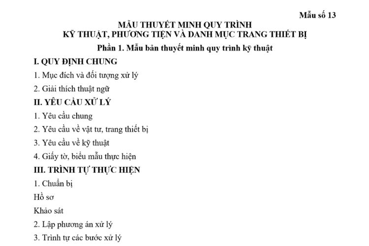 Bản thuyết minh quy trình kỹ thuật, phương tiện và danh mục trang thiết bị 2 Bản thuyết minh quy trình kỹ thuật, phương tiện và danh mục trang thiết bị