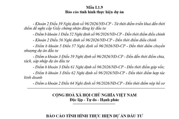Báo cáo tình hình thực hiện dự án (Mẫu I.1.9) mới nhất 2026 2 Báo cáo tình hình thực hiện dự án (Mẫu I.1.9) mới nhất 2026