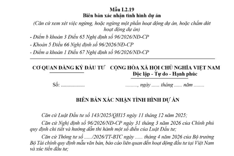 Biên bản xác nhận tình hình Dự án (Mẫu I.2.19) mới nhất 2026 2 Biên bản xác nhận tình hình Dự án (Mẫu I.2.19) mới nhất 2026