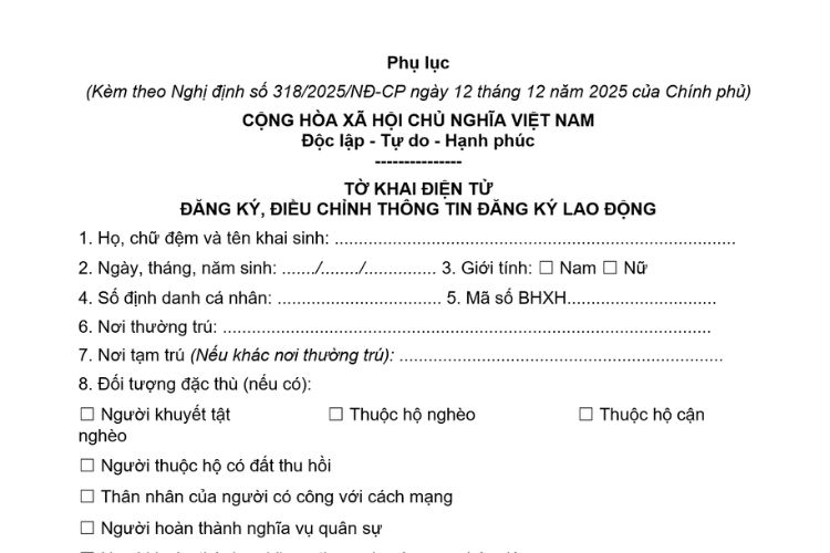 Tờ khai điện tử đăng ký điều chỉnh thông tin đăng ký lao động 2 Tờ khai điện tử đăng ký điều chỉnh thông tin đăng ký lao động