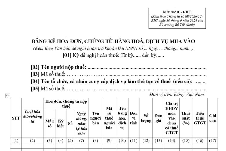 Mẫu Bảng kê hoá đơn, chứng từ hàng hoá, dịch vụ mua vào 2 Mẫu Bảng kê hoá đơn, chứng từ hàng hoá, dịch vụ mua vào