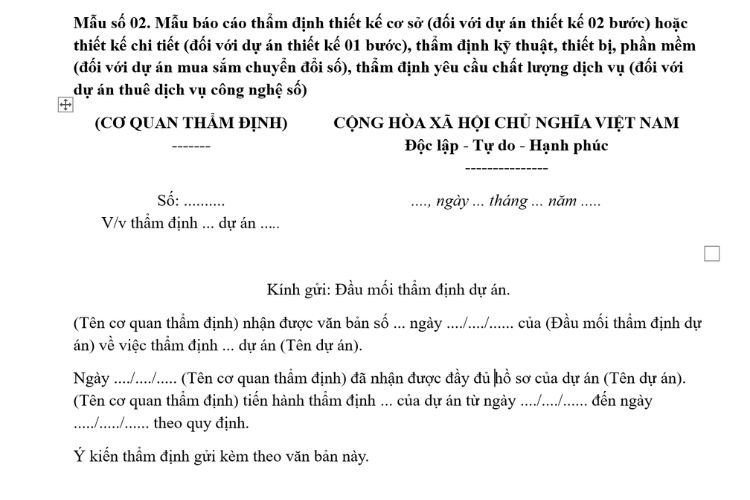 Mẫu Báo cáo thẩm định thiết kế cơ sở/thiết kế chi tiết 2 Mẫu Báo cáo thẩm định thiết kế cơ sở/thiết kế chi tiết