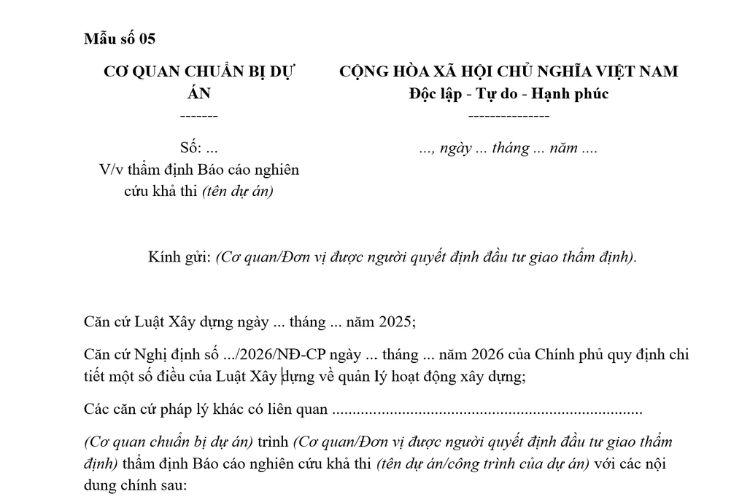 Mẫu Công văn về việc thẩm định Báo cáo nghiên cứu khả thi 2 Mẫu Công văn về việc thẩm định Báo cáo nghiên cứu khả thi