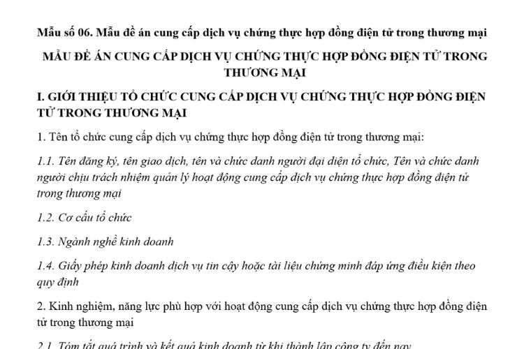 Mẫu Đề án cung cấp dịch vụ chứng thực hợp đồng điện tử trong thương mại 2 Mẫu Đề án cung cấp dịch vụ chứng thực hợp đồng điện tử trong thương mại