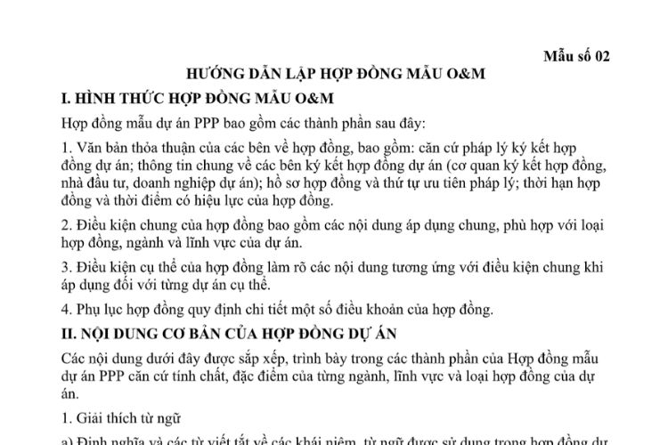 Mẫu Hợp đồng mẫu dự án O&M 2 Mẫu Hợp đồng mẫu dự án O&M