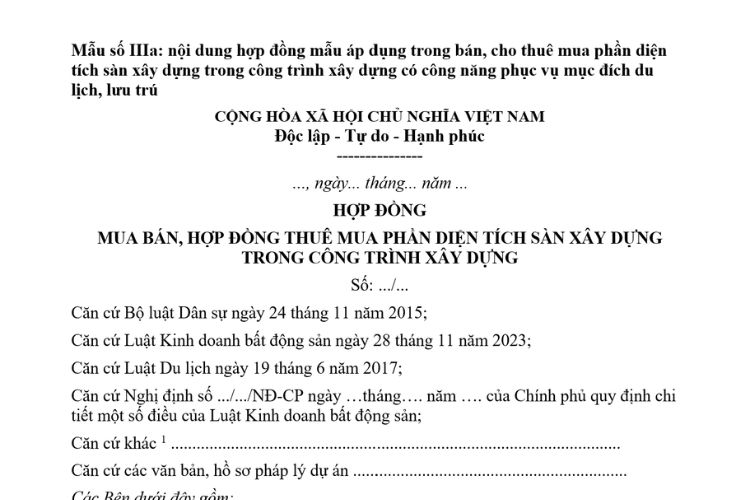 Mẫu Hợp đồng mua bán, hợp đồng thuê mua phần diện tích sàn xây dựng trong công trình xây dựng 2 Mẫu Hợp đồng mua bán, hợp đồng thuê mua phần diện tích sàn xây dựng trong công trình xây dựng