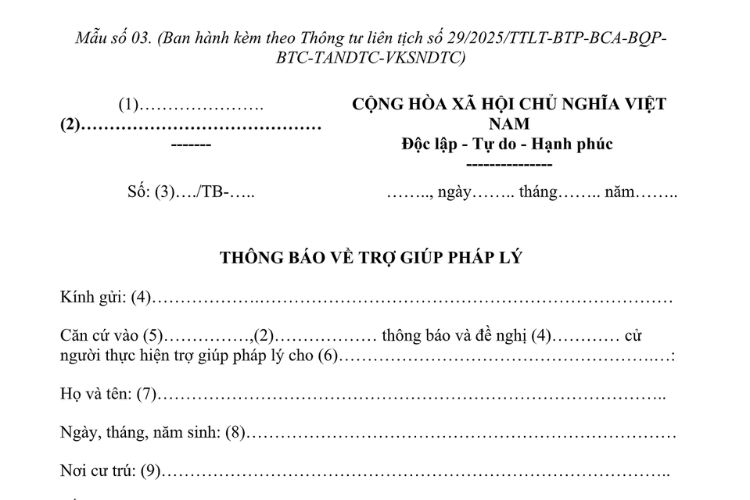 Mẫu Thông báo về trợ giúp pháp lý 2 Mẫu Thông báo về trợ giúp pháp lý
