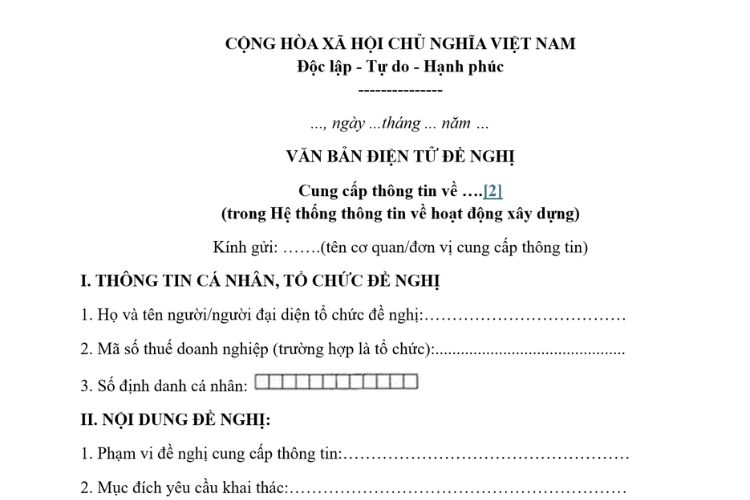 Mẫu Văn bản điện tử đề nghị cung cấp thông tin 2 Mẫu Văn bản điện tử đề nghị cung cấp thông tin