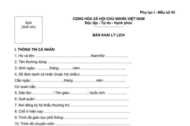 Mẫu Bản khai lý lịch (dùng trong kinh doanh sản phẩm, dịch vụ an ninh mạng) 2 Mẫu Bản khai lý lịch (dùng trong kinh doanh sản phẩm, dịch vụ an ninh mạng)