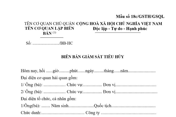 Mẫu Biên bản giám sát tiêu hủy 2 Mẫu Biên bản giám sát tiêu hủy