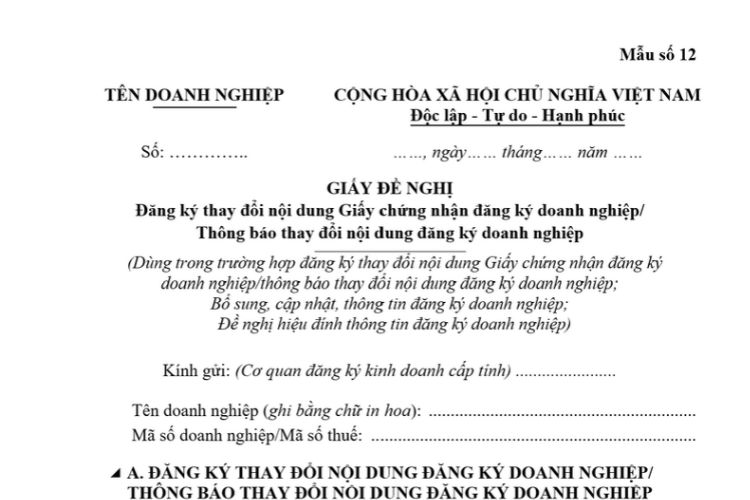 Mẫu Giấy đề nghị đăng ký thay đổi nội dung Giấy chứng nhận đăng ký doanh nghiệp/Thông báo thay đổi nội dung đăng ký doanh nghiệp 2 Mẫu Giấy đề nghị đăng ký thay đổi nội dung Giấy chứng nhận đăng ký doanh nghiệp/Thông báo thay đổi nội dung đăng ký doanh nghiệp