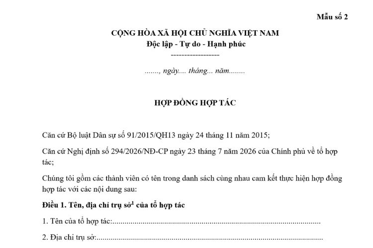 Mẫu Hợp đồng hợp tác mới nhất 2 Mẫu Hợp đồng hợp tác