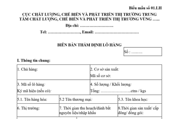 Mẫu Biên bản thẩm định lô hàng thủy sản xuất khẩu 2 Mẫu Biên bản thẩm định lô hàng thủy sản xuất khẩu